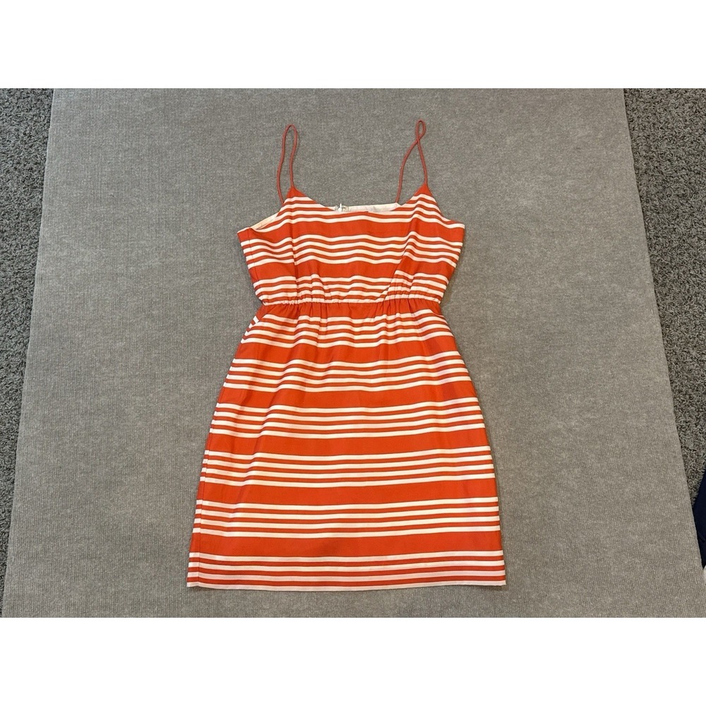 J.Crew Dress Womens 12 Orange White Striped Spaghetti Strap Sundress Lined
